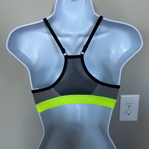 Women's Indy Nike Sports Bra In Grey/Volt(neon Yellow-green) - Picture 3 of 12